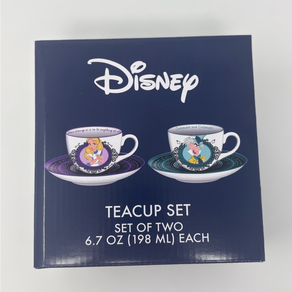 Disney Alice in Wonderland With Mad Hatter Bone China Teacup and Saucer Set of 2 - Picture 3 of 6